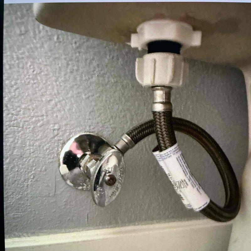 Toilet supply line installation with shutoff valve Toilet supply line installation with shutoff valve