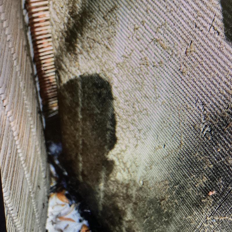 Condenser coil with dirt and residue buildup Condenser coil with dirt and residue buildup