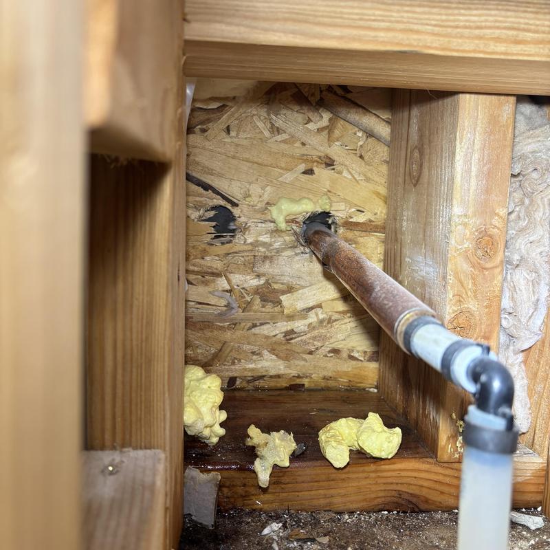 Hose bib pipe with foam sealing inside wall cavity