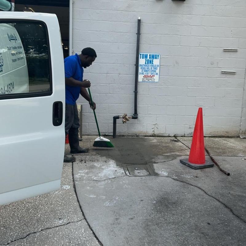 Concrete patch near water meter and plumbing line