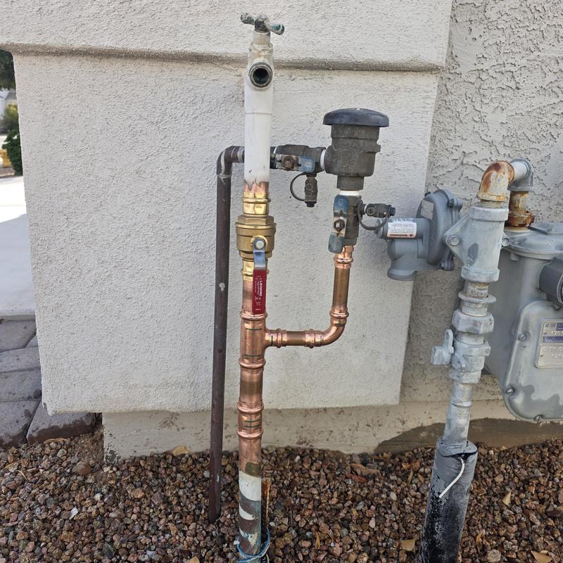 Main water shut off valve with landscaping tee installation