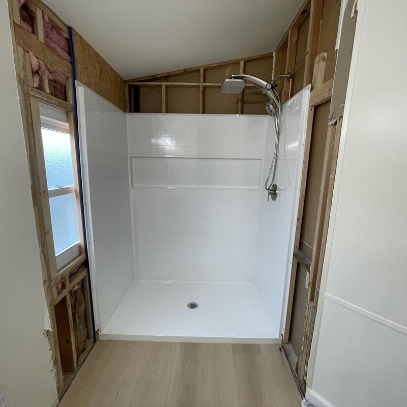 3-piece shower wall set with showerhead installation 3-piece shower wall set with showerhead installation
