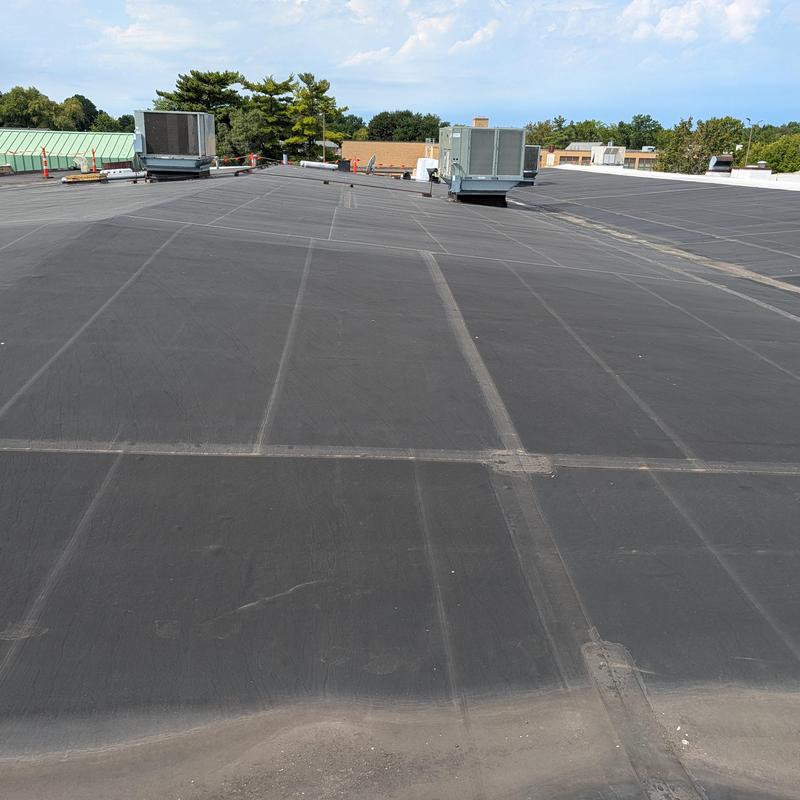 Flat Commercial EPDM Rubber Roof with HVAC units