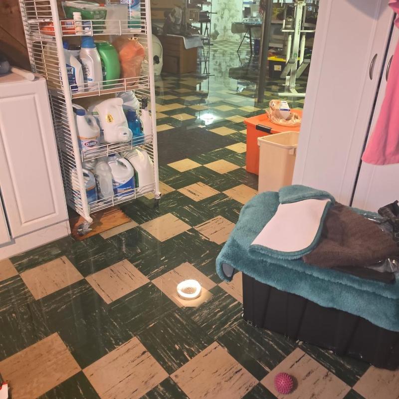 Combination sewer flooding in basement with debris removal Combination sewer flooding in basement with debris removal