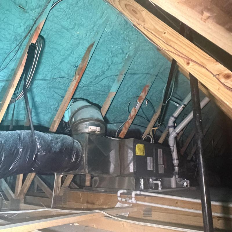 HVAC ductwork and attic spray foam insulation