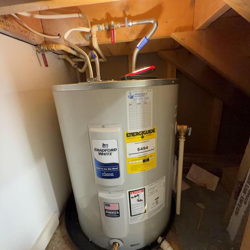 Bradford White water heater with new valves installed