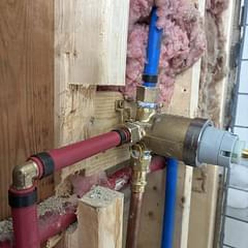 Shower rough-in valve with PEX piping installed Shower rough-in valve with PEX piping installed