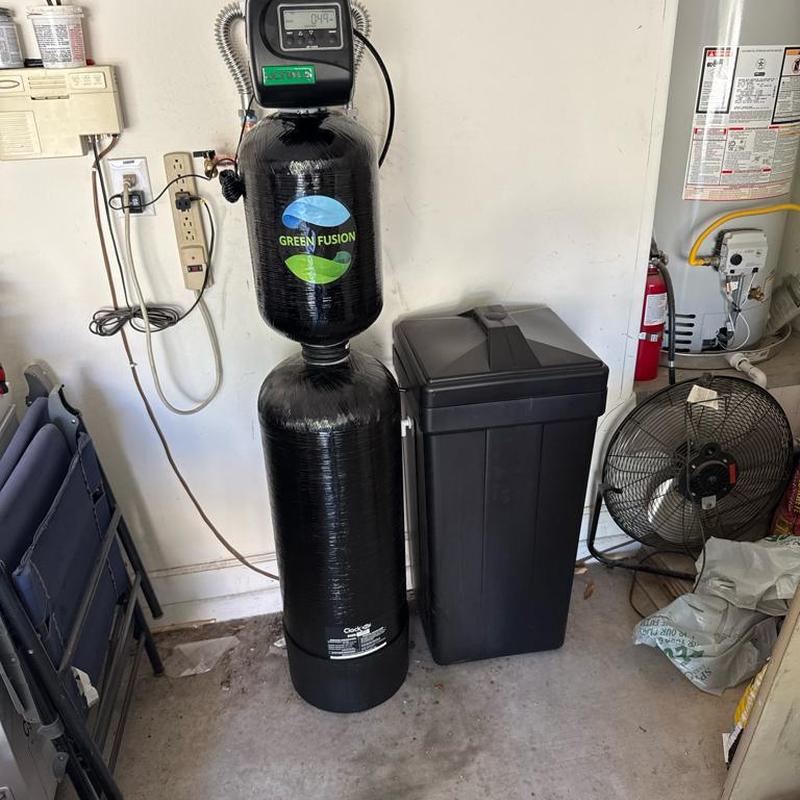 Green Fusion water softener and salt tank installed