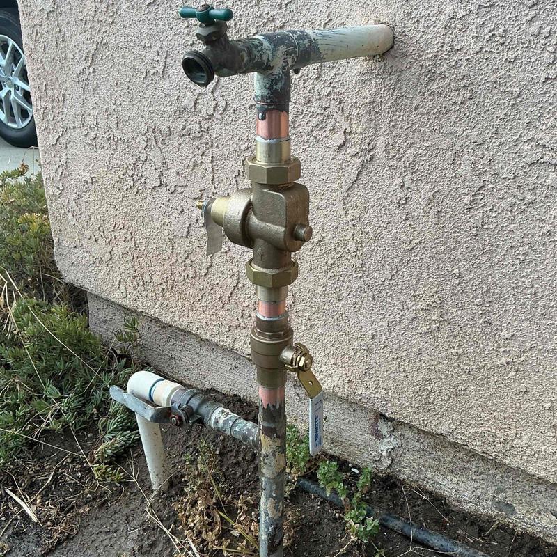 Pressure regulator and shut-off valve on plumbing line Pressure regulator and shut-off valve on plumbing line