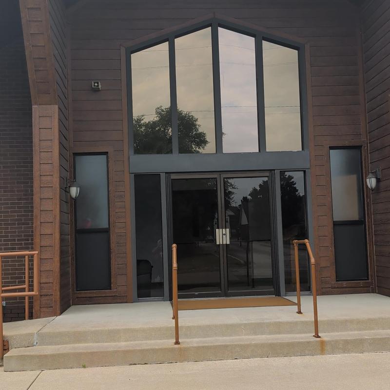 Commercial glass vestibule entry double doors and windows