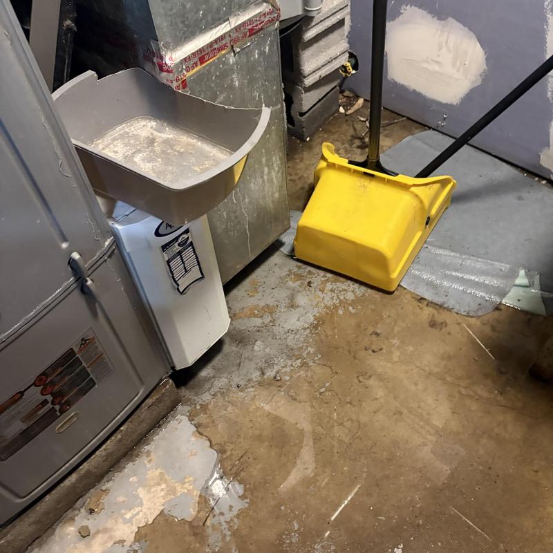 Main water line leak with water on basement floor Main water line leak with water on basement floor