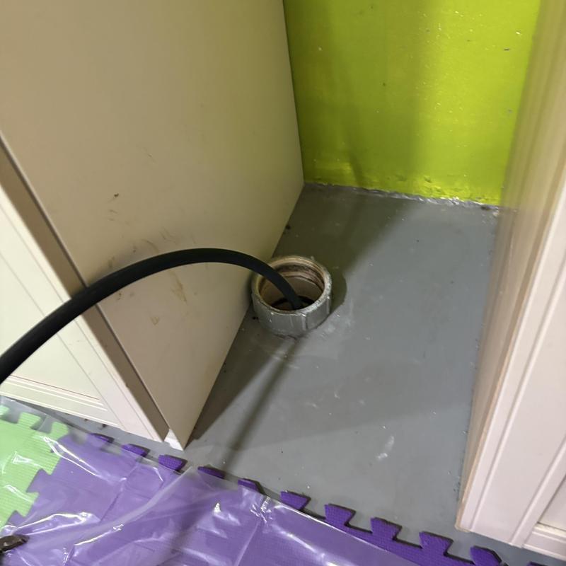 Drain pipe hydro-jetting service in basement corner Drain pipe hydro-jetting service in basement corner