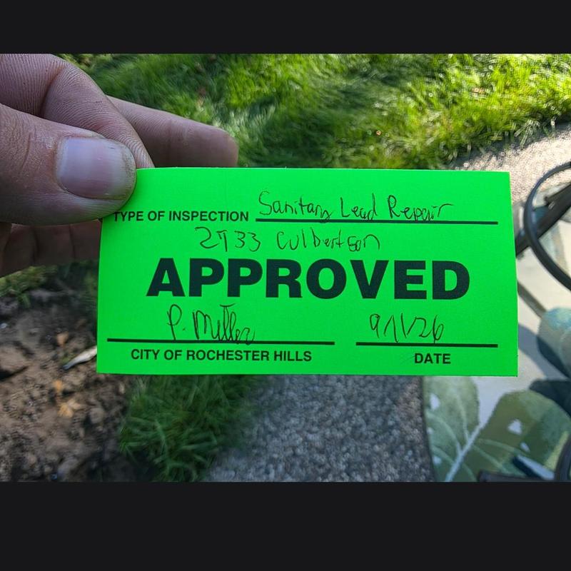 Sanitary lead repair inspection approval notice Sanitary lead repair inspection approval notice