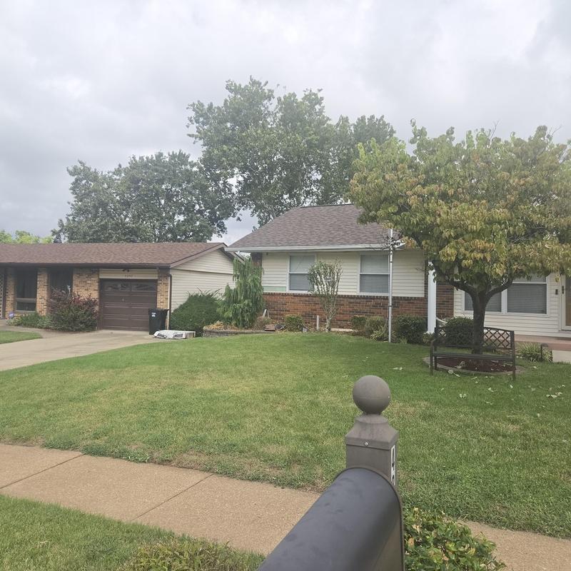 New shingle roof inspection on suburban house
