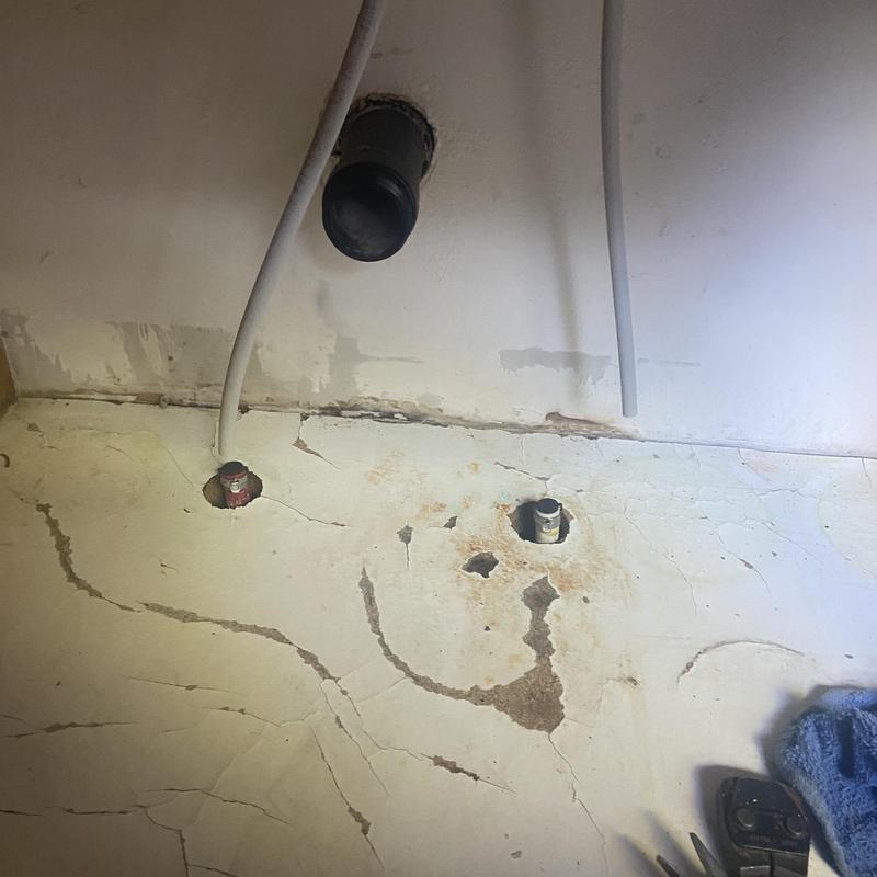 Waterline valve connections under sink with wall pipe Waterline valve connections under sink with wall pipe