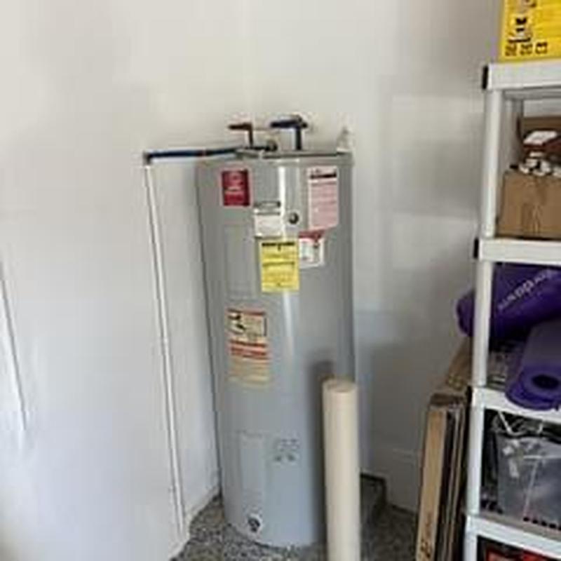 80-gallon Rheem water heater installation and testing