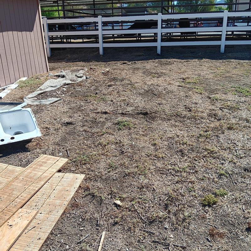 Septic tank and leach field installation site with sink Septic tank and leach field installation site with sink