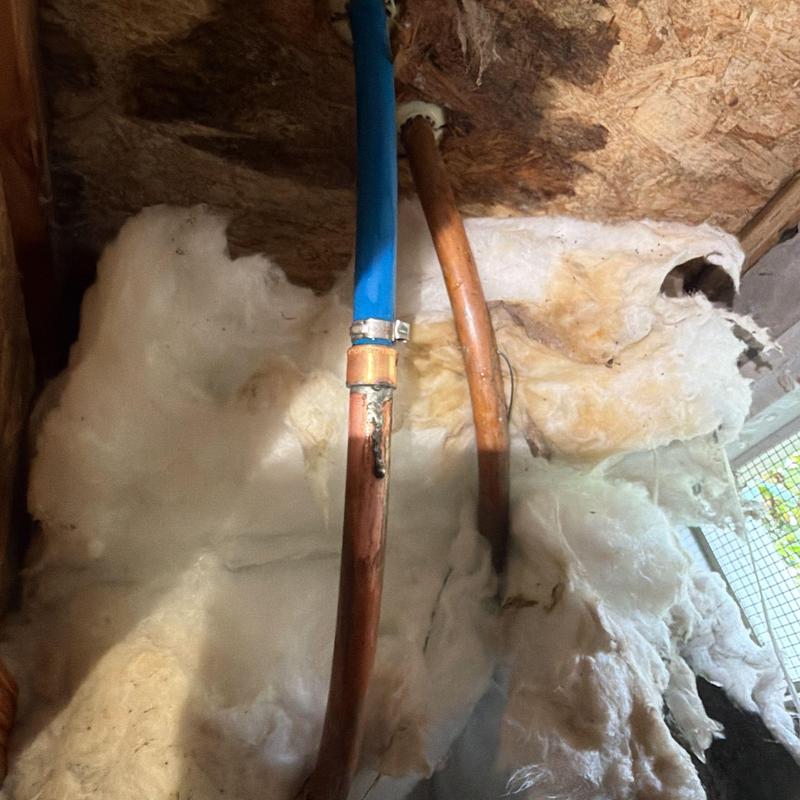Copper water pipe with PEX repair fitting installation