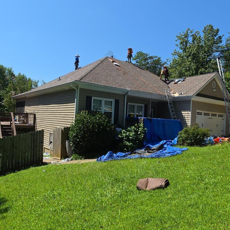 GAF Grand Manor Chestnut shingle roof replacement in progress