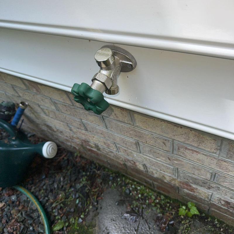 Prier frost-free outside faucet installation on brick wall Prier frost-free outside faucet installation on brick wall