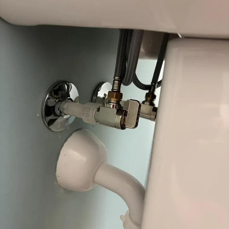 Shutoff valves and supply line under kitchen sink