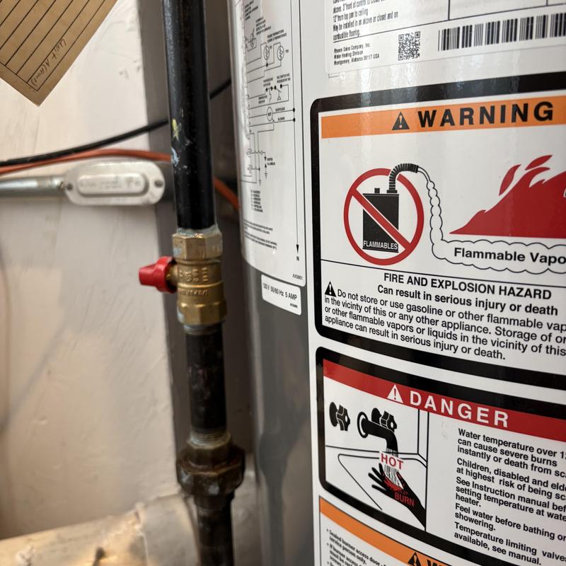 Water heater gas valve and line with replacement parts