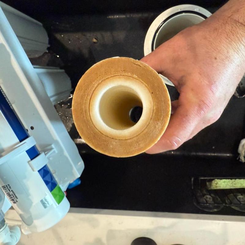 RO water filter cartridge with buildup inside