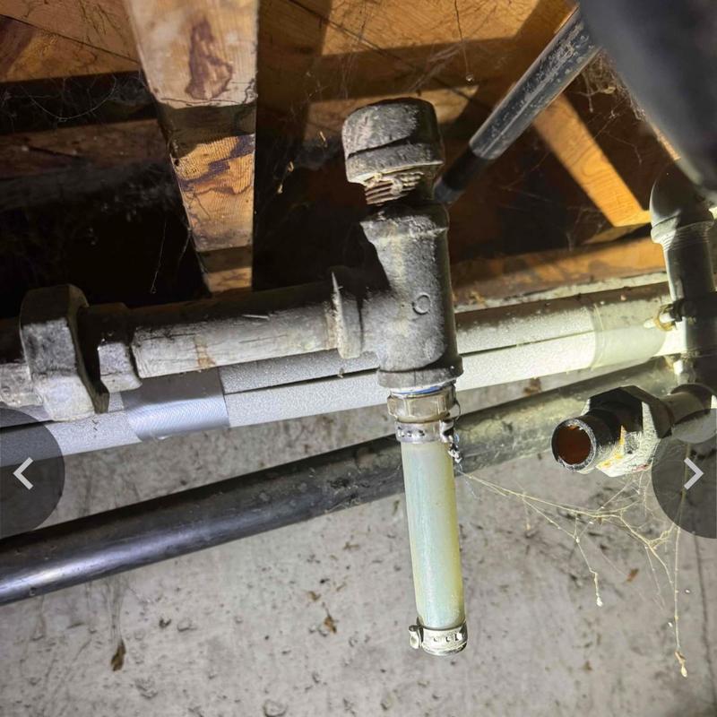 Galvanized water heater pipe with valve and PEX lines Galvanized water heater pipe with valve and PEX lines
