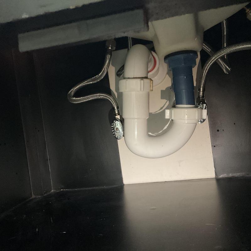Lavatory faucet drain trap and angle stops installation Lavatory faucet drain trap and angle stops installation