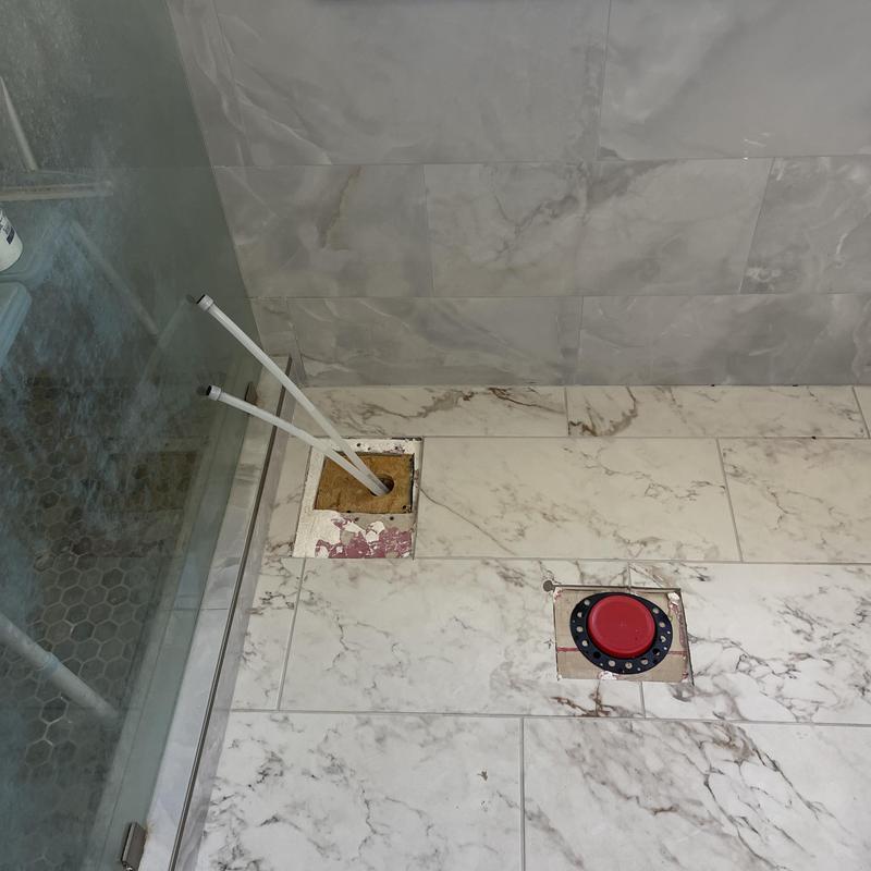 Freestanding faucet PEX water lines through floor Freestanding faucet PEX water lines through floor