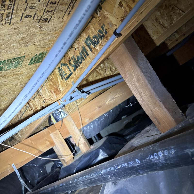 Pex water piping installation in attic space Pex water piping installation in attic space