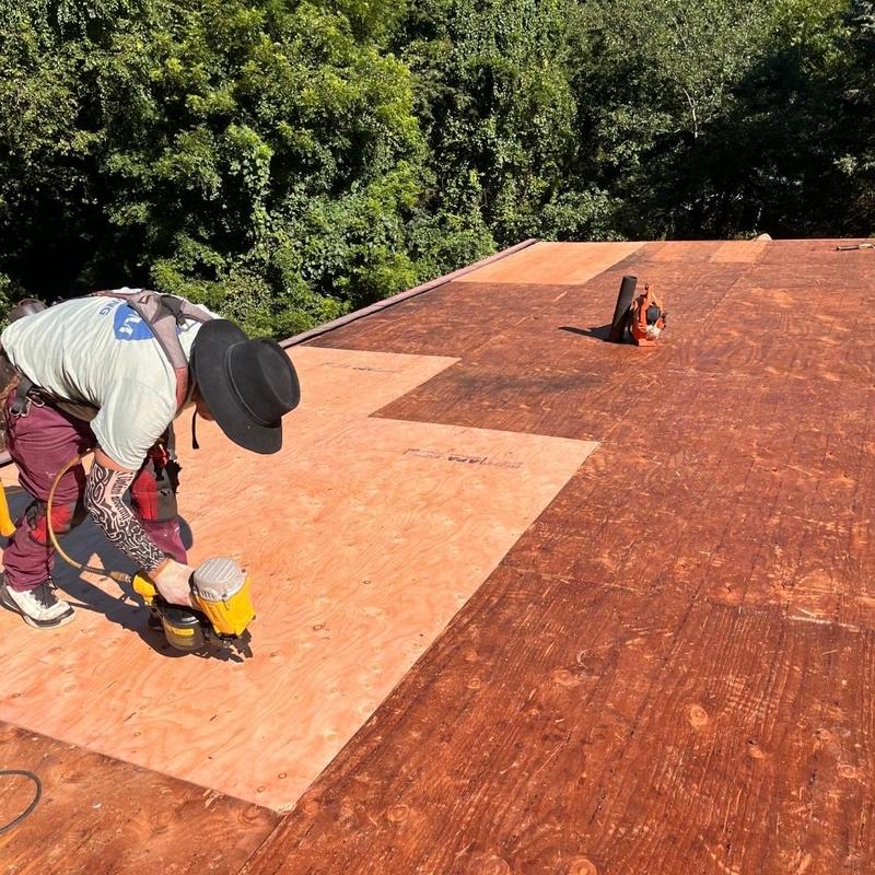 Roof decking installation on residential roof