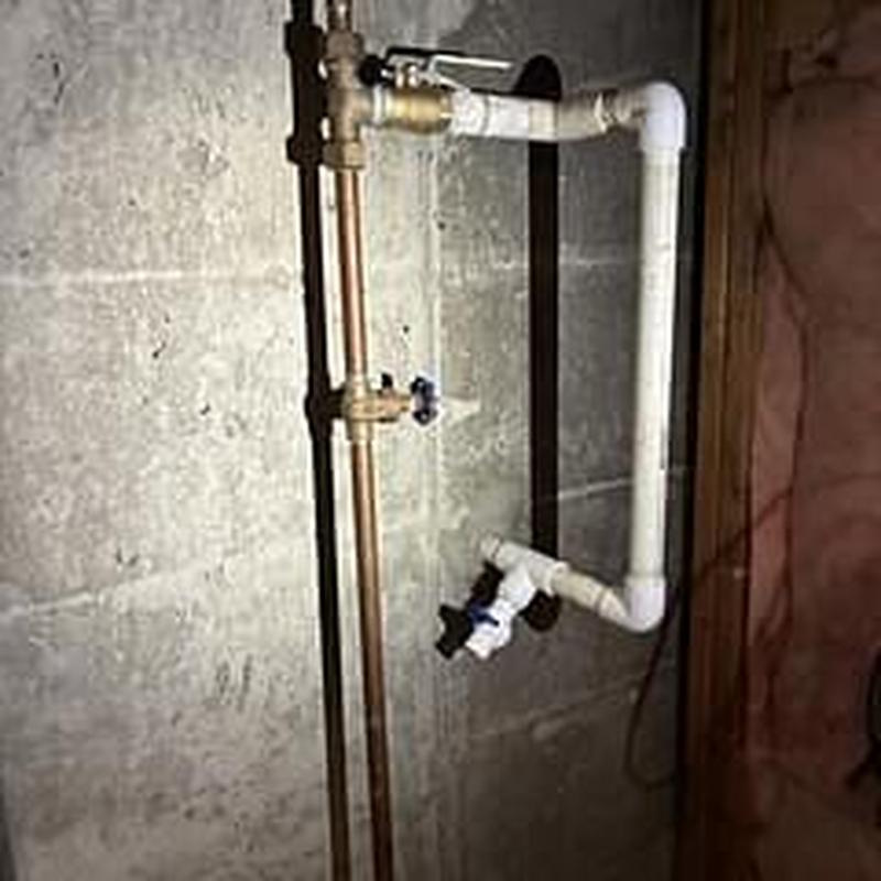 3/4 ball valve and copper plumbing installation in basement