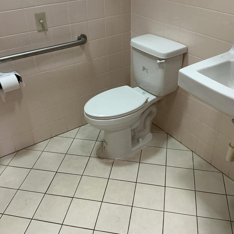 ADA Pro Flo toilet installation in commercial bathroom ADA Pro Flo toilet installation in commercial bathroom
