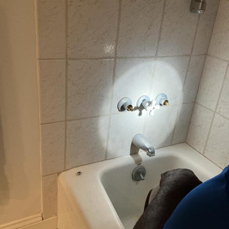Shower valve replacement with removed handles in tub wall Shower valve replacement with removed handles in tub wall