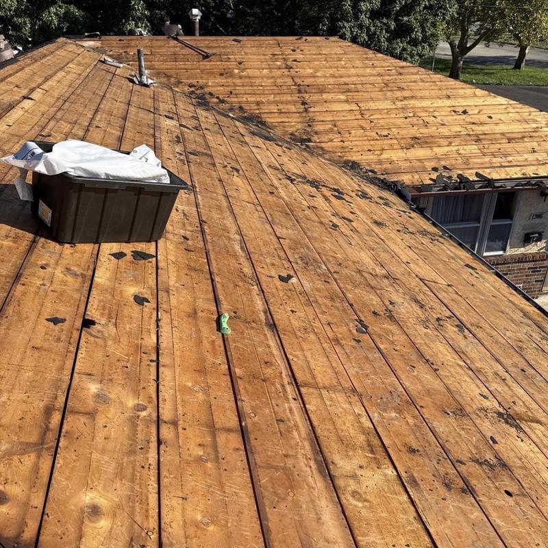 Roof decking removal on residential asphalt roof
