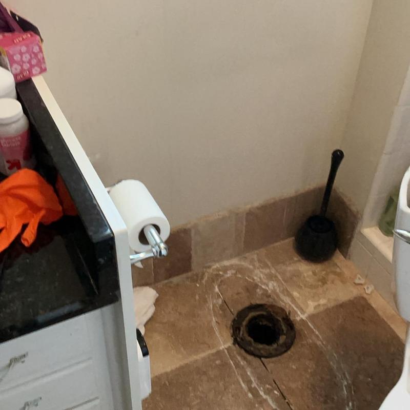 Toilet flange and floor before toilet installation Toilet flange and floor before toilet installation