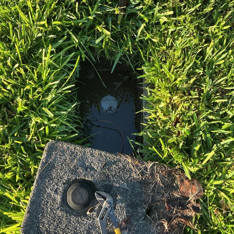 Water meter box leak detection and repair in grass Water meter box leak detection and repair in grass