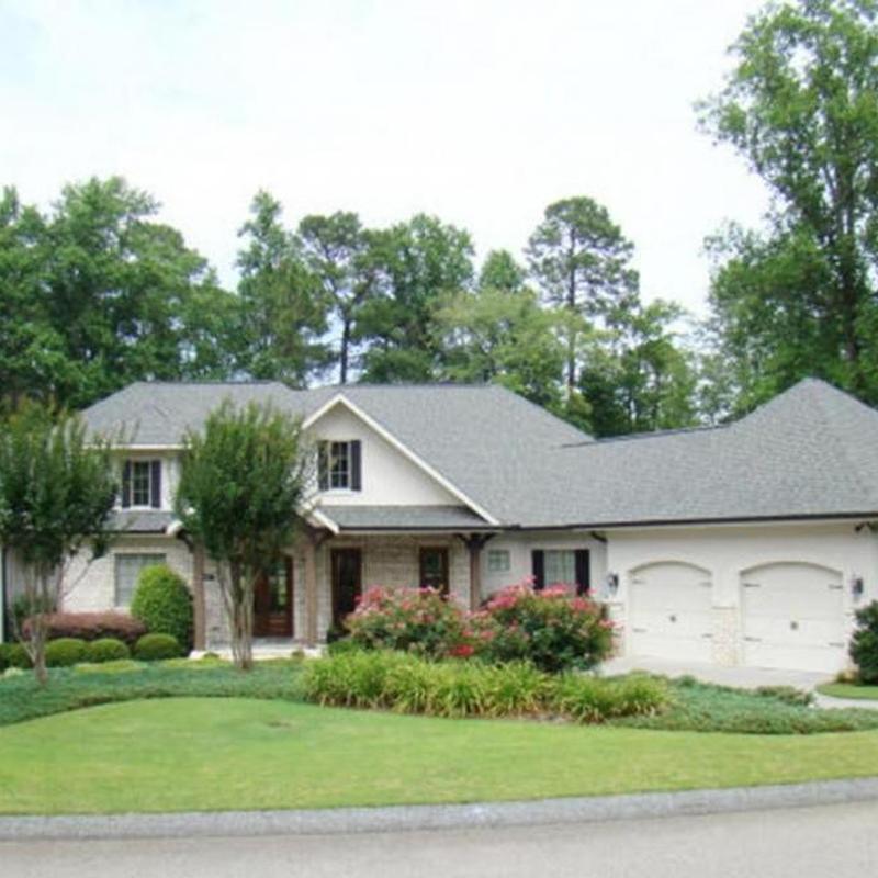 Roof shingles and landscaping of Pinehurst home
