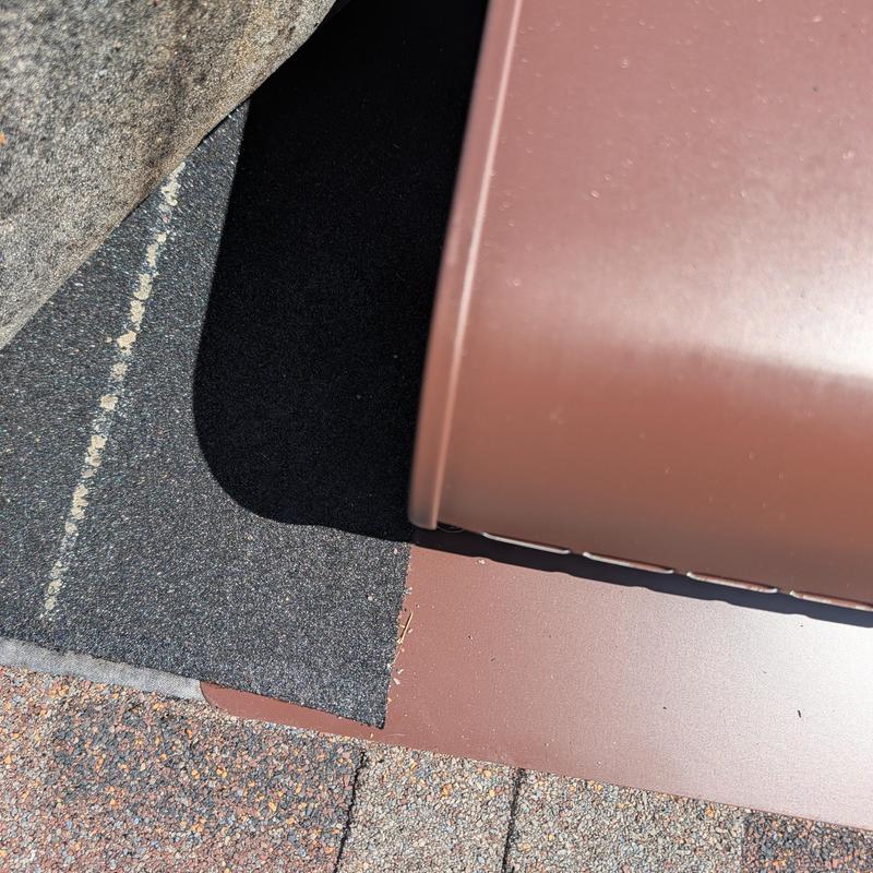 Hip and ridge shingles with synthetic underlayment detail
