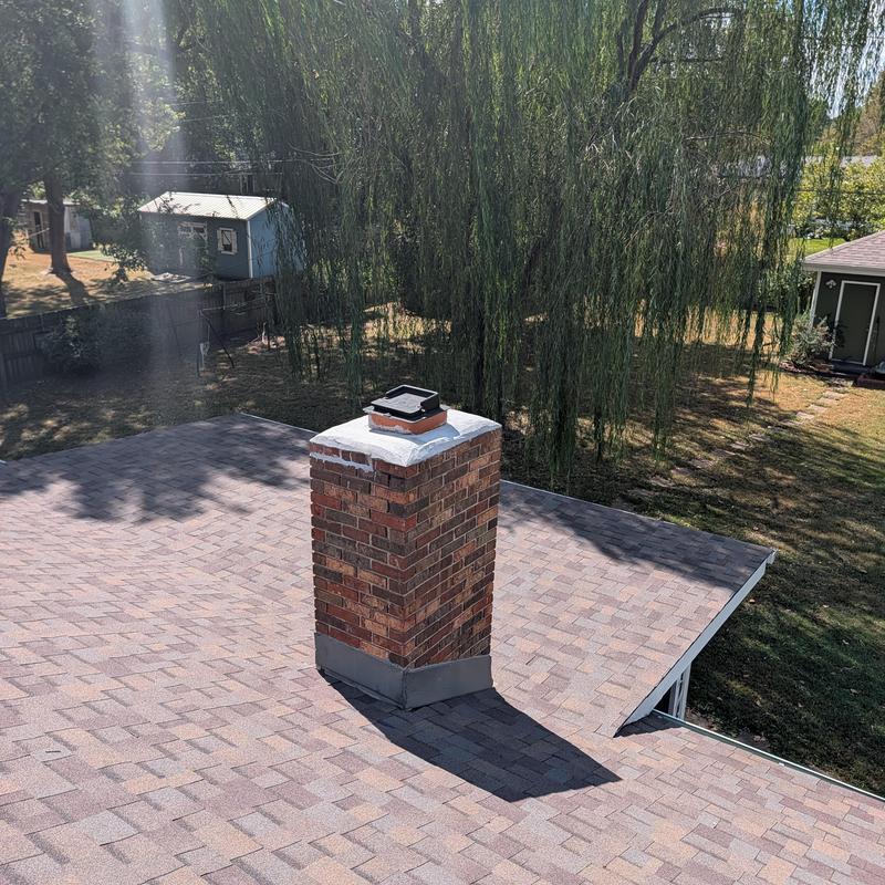 Owens Corning shingle roof and chimney flashing inspection