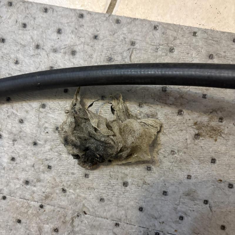 Drain jetting hose with debris on floor mat in Fairfield NJ Drain jetting hose with debris on floor mat in Fairfield NJ