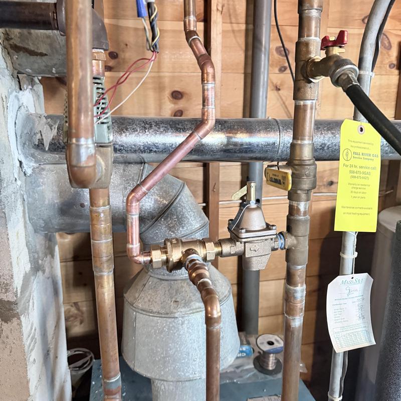 Boiler safety valve and copper piping installation Boiler safety valve and copper piping installation