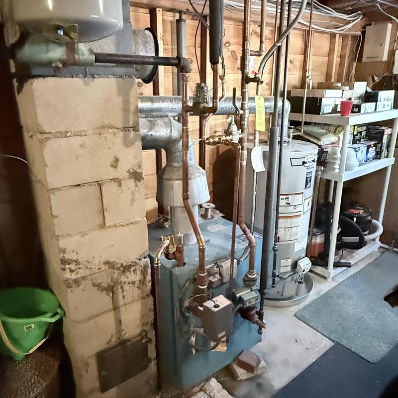 Boiler safety parts and purge system in basement Boiler safety parts and purge system in basement