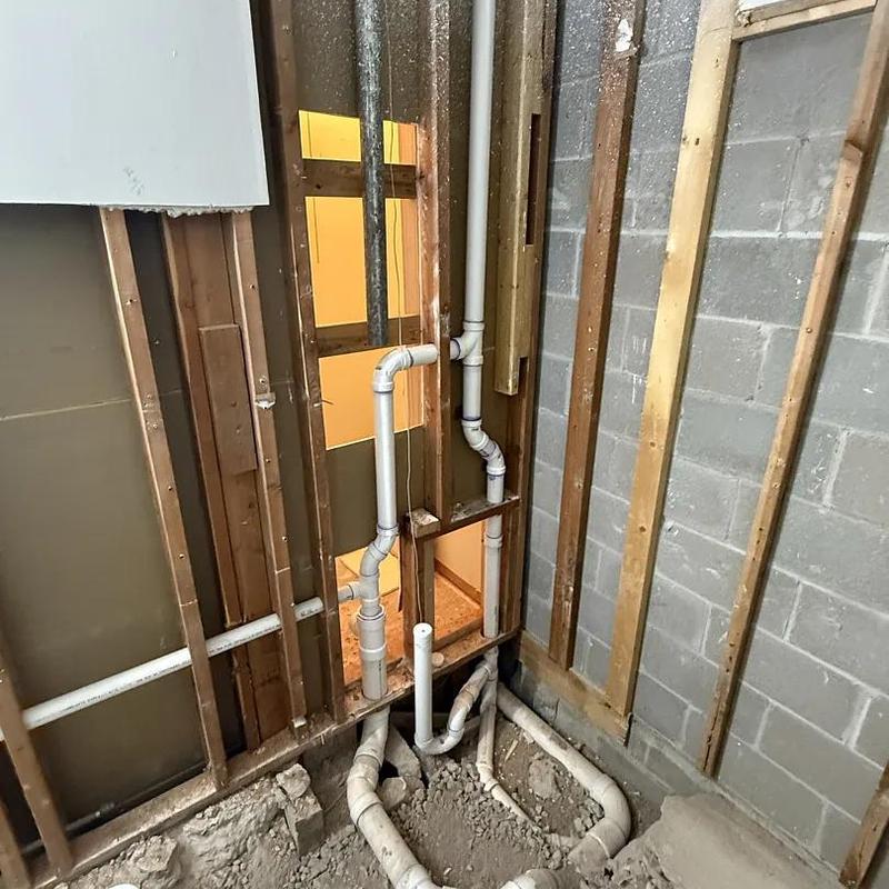 PVC plumbing rough-in for kitchen and bathroom remodel