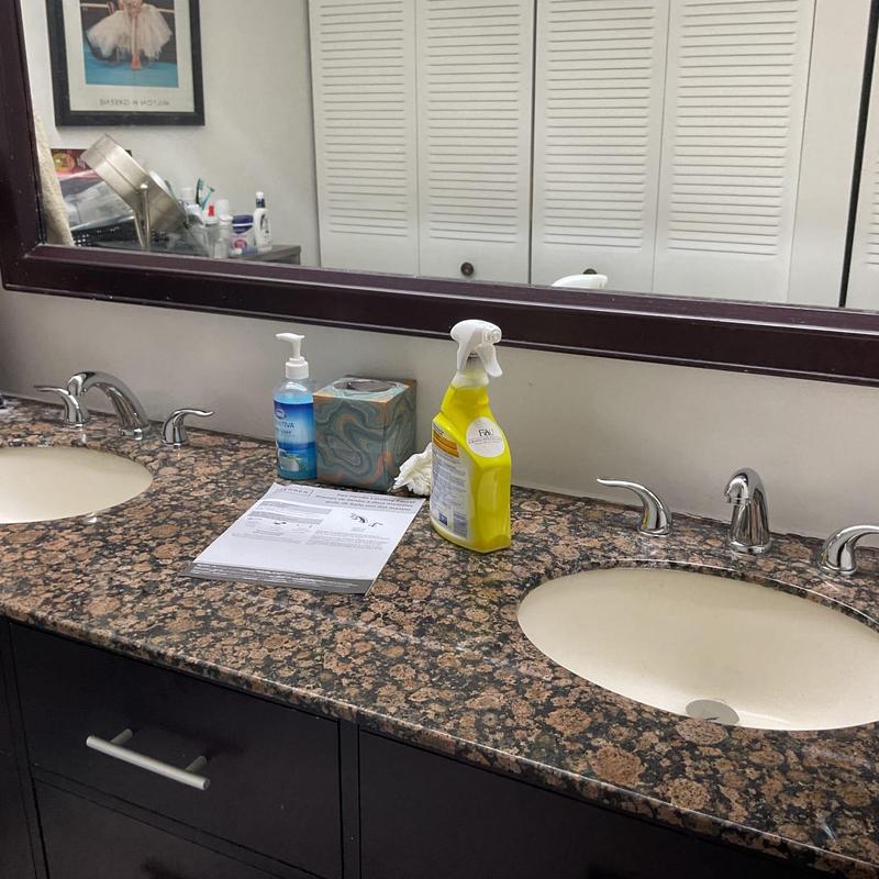 Gerber Maxwell widespread lavatory faucets on granite counter Gerber Maxwell widespread lavatory faucets on granite counter
