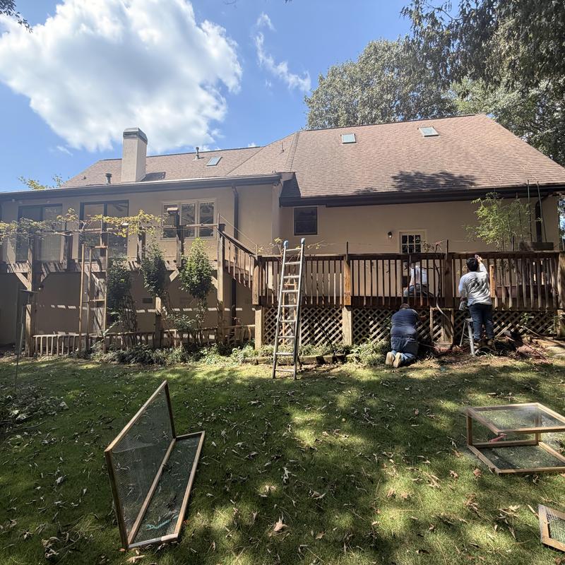 Deck railing repair and wood replacement on house exterior Deck railing repair and wood replacement on house exterior