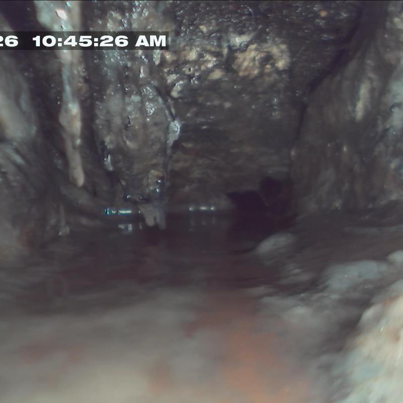 4-inch clay sewer line with root intrusion blockage 4-inch clay sewer line with root intrusion blockage