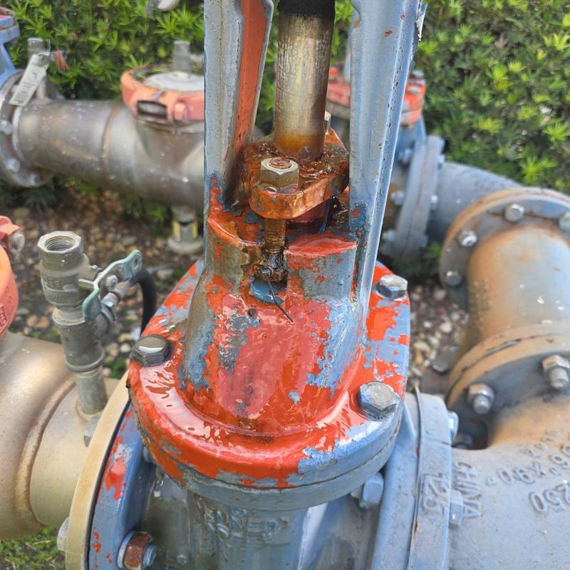 OS&Y valve packing installation on 6” backflow valve