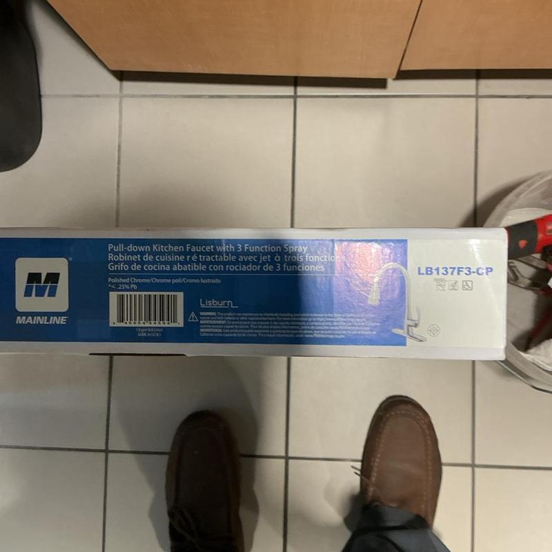 Mainline pull-down kitchen faucet in packaging Mainline pull-down kitchen faucet in packaging